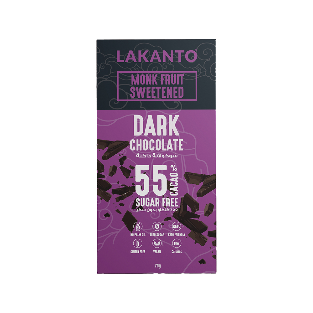 Dark Chocolate Bar Sweetened With Monk Fruit - 70g